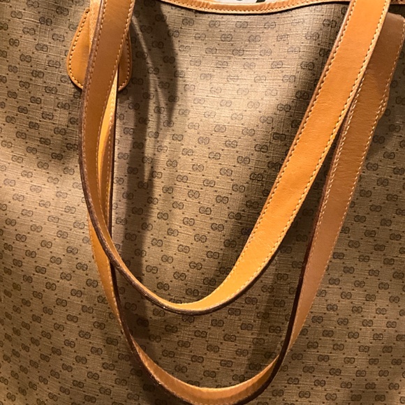 GUCCI Sherry Vintage Tote Micro GG PVC Beige Authentic - Picture 5 of 11